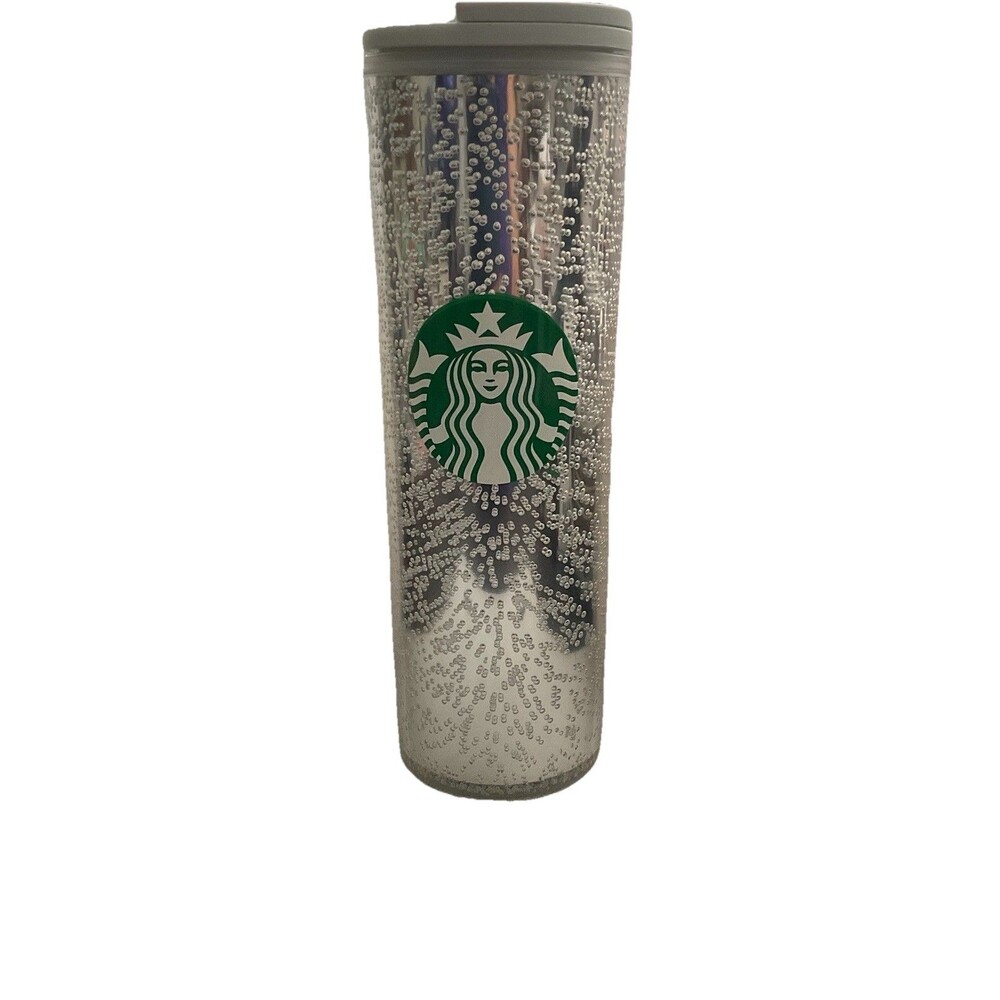 Starbucks Holiday 2020 Silver Effervescent Bubbles Hot Tumbler Cup 16oz NEW